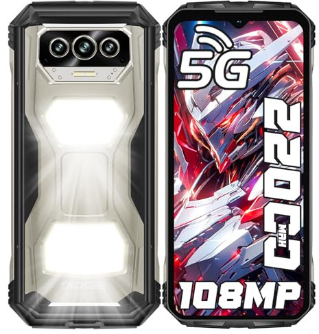 DOOGEE V MAX S(2025) Rugged Smartphone Android 14, 24GB+256GB(2TB) Telefono Indistruttibile, 6.58'' FHD+, 108MP+20MP+16MP+2MP Fotocamera Cellulare Antiurto 22000mAh-Nero