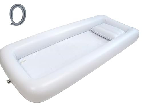 UEGFSIJRF Bañera Inflable portátil for Personas Mayores y discapacitadas: Sistema de baño de PVC Junto a la Cama con Almohada de Aire for el Lavado Corporal Completo.