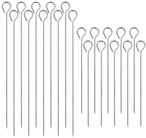 Metal Skewers Stainless Steel 20cm 30cm, 20 pcs BBQ Kebab Chicken Skewers Sticks Reusable Metal Skewer for Kebabs Grilling BBQ