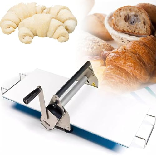 piudoiliy Manual Fondant Dough Sheeter,Foldable Croissant Baking Presser, 12 Inch Pastry Dough Roller,Adjustable Thickness