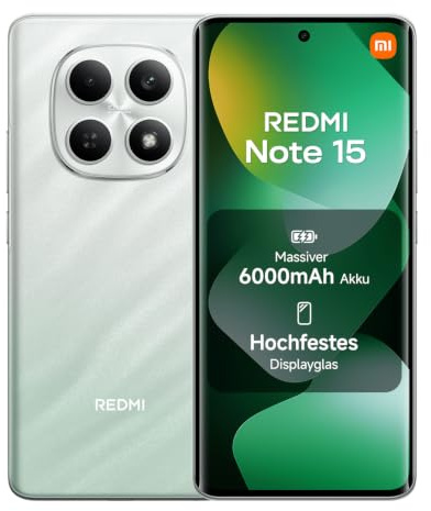 XIAOMI Redmi Note 15 Smartphone (8+128 GB) – Handy mit Android, 6000-mAh-Akku, wassergeschützt, 108-MP-Kamera, 6,77 FHD+ Display, Grün, 2 Jahre Garantie