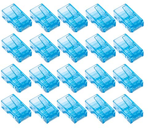 Keple RJ45 Conector Conector Ethernet de Modulare Enchufe de Plástico para Cable de Red | RJ45 Clavijas para Cat6 Cat6e Cat5 Cat5e Cable | Azul, 20 Unidades