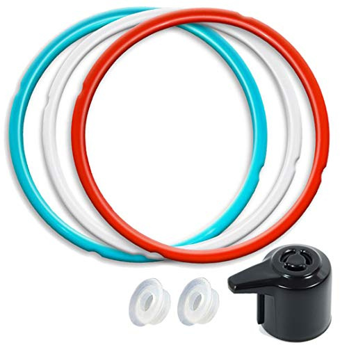 6QT Silicone Sealing Ring 3 Pack with Steam Release Valve | Fits Instanpot Duo/Lux/Ultra 5QT & 6QT Cookers, Dishwasher Safe.