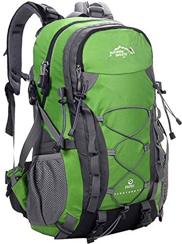 INOXTO Wanderrucksack, 35 L/40 L, leichter Wanderrucksack mit wasserdichtem Regenschutz, Camping-Rucksack für Reisen, Camping, Outdoor, Herren und Damen (35 L, Grün)