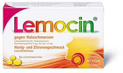Lemocin Halsschmerztabletten - Lutschtabletten mit Honig- und Zitronengeschmack für Erwachsene und Kinder ab 12 Jahren - bei Beschwerden im Hals- und schmerzstillend - 24 Stück