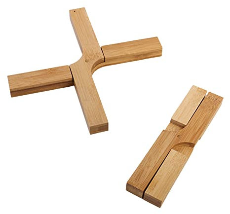 Pamtns Dessous Plat 2 Pièce Dessous de Plat Extra Epais Dessous de Plat Résistants à la Chaleur en Bambou Naturel Dessous de Plat Bois Naturel Pliable Antidérapant pour Protege Poeles et Casseroles