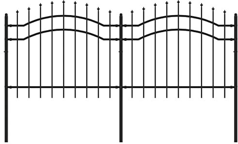 Festnight Metallzaun Gartentor Gartenzaun mit Speerspitzen Doppelflügeltore Gartentür Tor Zauntür Zauntor Hoftor Einfahrtstor Gartenpforte Schwarz 140 cm Stahl