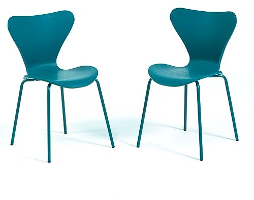 SIEDITI FUORI E DENTRO Chaises d'intérieur/cuisine Nina impliables avec coque en résine et pieds en métal (bleu octane (résine), 2)