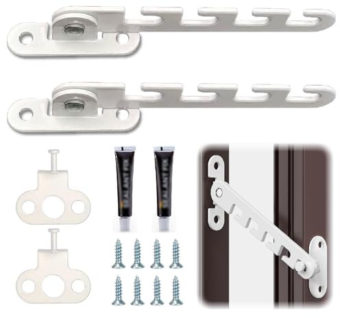 Homefantasy 2 Stück Fensterfeststeller, Einstellen der Fensteröffnung, Fensterfeststeller für Kippfenster, Set Kipp-Regler für Fenster,Einfache Montage ohne Bohren,Passt an Jedes Fenster