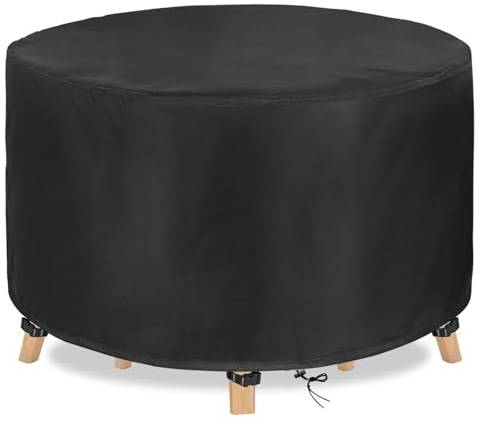 DKHLYB Redonda Funda Muebles Exterior Funda Mesa Jardin Impermeable 600D Funda Protectora Muebles Jardin Anti-UV Cubierta de Muebles Funda para Mesa de Jardin Redondo 155x71cm