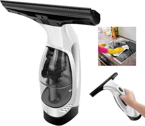 HSHa Aspiratore per finestre, 150 ml, aspirapolvere per finestre, ricaricabile, forte assorbenza, lama da 280 mm, set di pulizia elettrico, lavavetri senza fili