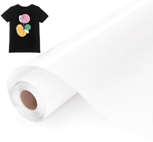 UIOK Sublimation Vinyle,Matte Sublimation Flex Thermocollant pour Tissu Coton 30.5x304.8cm Film HTV Transparent pour Sublimation, Sublimation HTV pour Coton de Couleur Claire & Foncé