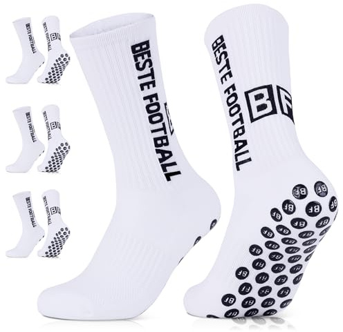 BESTE FOOTBALL Calze Calcio Antiscivolo 3 Paia Calze Grip Calcio Donna e Bambino, EU 35-38 Calzini da Calcio per Yoga, Soccer, Tennis, Basket, Corsa