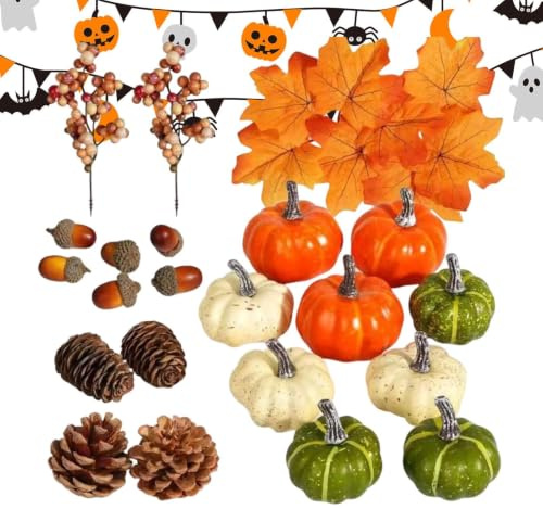 Pumpa Bordsdekorationer 25 Stycken Assorterade Realistiska Mini- | Skålfyllare För Höst för höstskörd bordsdekoration, till thanksgiving och halloween, till kransar, för ditt och fönster