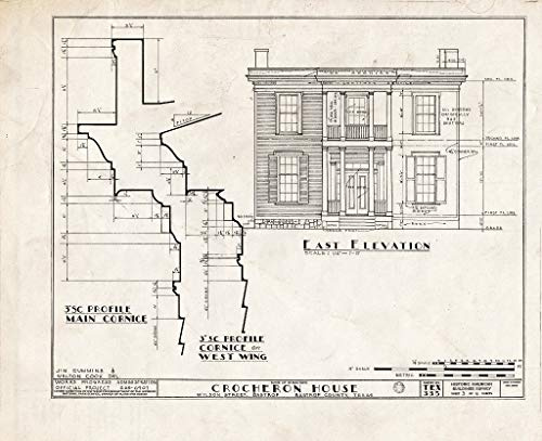 Historic Pictoric : Blueprint HABS TEX,11-Bast,3- (Sheet 3 of 8) - Henry Crocheron House, 1502 Wilson Street, Bastrop, Bastrop County, TX 24in x 18in