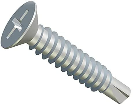 Tornillos de Metal Autoperforantes Phillips Avellanado Cabeza Plana Autoperforación Empulgueras (Pack of 25) Chapado en Zinc para Láminas de Metal/Ventanas para Techos DIN7504 P (3.5mm x 13mm)