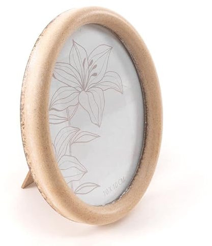 ROCKING GIFTS Klassischer ovaler Fotorahmen 13x18 Holz Beige Dekorativer Fotorahmen Boho Rustikal Vintage Vintage 20 cm