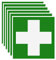 Erste Hilfe Aufkleber – Grünes Kreuz Rettungszeichen – Selbstklebend Hinweisschild für Verbandkasten - 10x10 cm (6)