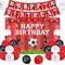 Sursurprise Fußball Geburtstag Dekorationen Rot und Weiß für Jungen - Alles Gute zum Geburtstag Banner, Go Team Folie Ballons, Party Supplies