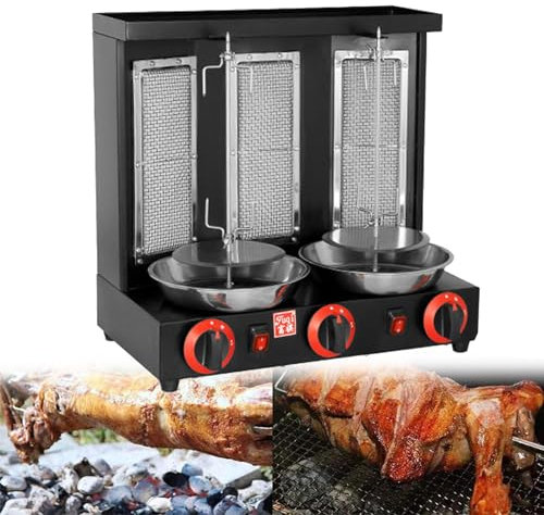 DPLXFPP Cocina De Kebab De Encimera, Máquina para Hornear Asador Giratorio, Asador Vertical De Gas Doner Kebab Gyro Grill, Asador Barbacoa A Gas, Horno Asador Vertical Profesional,Black-L