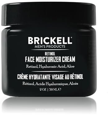 Brickell Men's Crema idratante viso al retinolo, crema notte antirughe naturale e biologica per il viso con retinolo e acido ialuronico per ridurre le rughe sottili, senza profumo, 59 ml