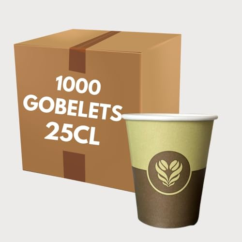 COVR Gobelet Carton Décor Café 25cl - 8oz / 1000 unités, Recyclables, Boisson Chaude et Boisson Froide, Solide et Bonne Prise en Main, Résistant