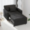 UNIONLINE 192cm Schlafsofa, 3-in-1 Schlaferstuhl Ausziehbar Schlafsessel Betten, Schlafsofa mit Seitentasche und Regulierbarer Rückenlehne für Erwachsene Leinenstoff Sofa Bed Chair, Schwarz