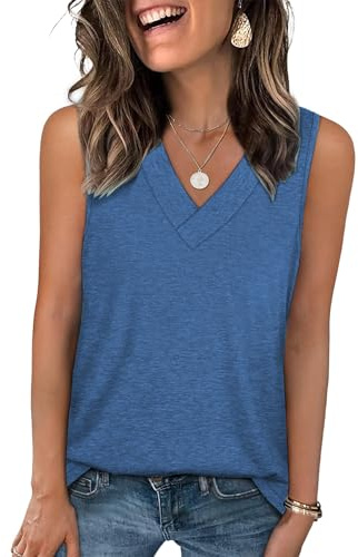 Famulily Womens V Neck Tank Tops Sleeveless Summer Shirts Blouse Casual Ladies Basic Vest
