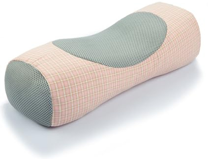 EDMILE Buckwheat Neck Roll Pillow for Sleeping, 5''x15'' Small Lumbar Roll Pillow for Stiff Pain Relief, Neck Support Back Pain Relax Bolster Pillow with Breathable Plaid Pillow Covers (Pink)