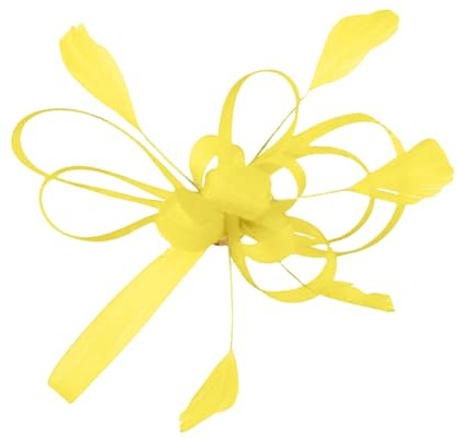 Women Yellow Feather Fascinator with Hair Clip Bridal Wedding Hair Fascinators for Cocktail Tea Party Derby Ascot Flapper Accessories Ladies Hats Headpieces (Yellow, One Size)