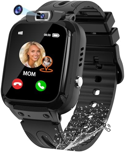 EUNICECG Smartklocka för Barn Pojkar Flickor GPS-Tracker Barnens Telefon Spel SOS HD Kamera Väckarklocka IP68 Vattentät Barnklocka Födelsedag Gåvor Digitalt