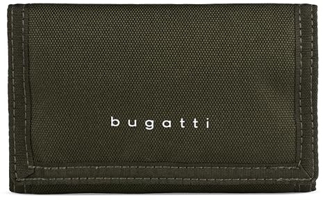 bugatti Trifold Unisex Geldbörse mit Klettverschluss, Portemonnaie mit RFID-Schutz, Olive