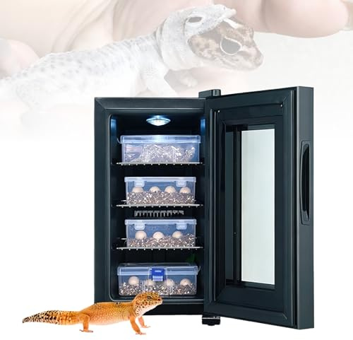 Reptilinkubator, automatisk ägginkubator med digital temperaturkontroll och LED-belysning för små till medelstora reptiler