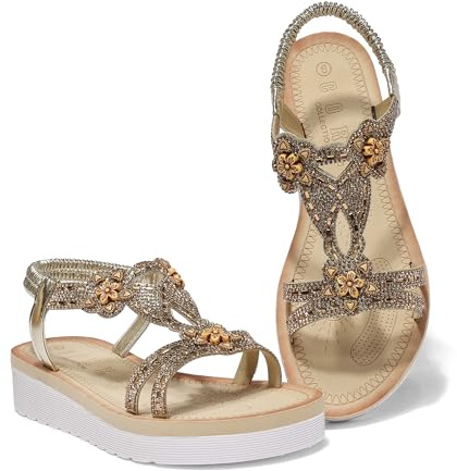 LUNATECH Summer Sandals For Women Flat Sandals Ladies Sandals Summer Shoes Dressy Casual Sandals Bohemian Sandals