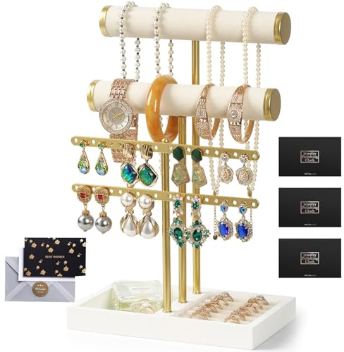 YUTUY Supporto per Gioielli Bracciali con 3 Livelli,Espositore per Organizzatore di Gioielli,Porta Collane e Orecchini,Porta Bracciali e Anelli,Supporto per Braccialetto,Collana,Orologi,Anelli