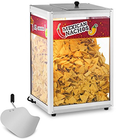 Royal Catering RCNW-1 nacho-värmare värmedisk nacho-maskin (160 W, 65 °C, rostfritt stål, härdat glas, inkl. spade) röd