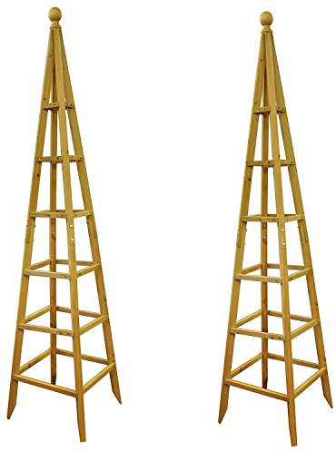 Selections Wooden Garden Obelisk Plant Support for Climbers (1.9m tall) - Pack of 2