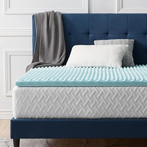 LUCID Matratzen Topper – 5 cm Gel Memory Foam Matratzenauflage, ergonomisch gewellt & atmungsaktiv, Oeko-Tex, 135x190 cm, Blau