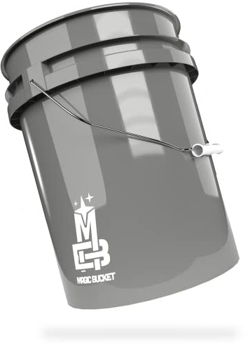 Magic Bucket Cubo de lavado para coche lavado a mano gris 5 galones estadounidenses de aprox. 20 litros compatible con Grit Guard Detalle Guardz Dirt Lock Chemical Guys Dirt Trap Tapa Gamma Lids