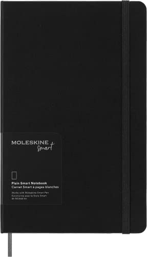 Moleskine Smart Notebook, Smart Writing System, Smart Notebook With Hard Cover, Blank Pages and Elastic Closure, Large Format 13 x 21, Colour Black