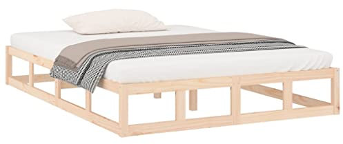 vidaXL Massivholzbett Bettgestell Bett Holzbett Doppelbett Bettrahmen Lattenrost Schlafzimmerbett Schlafzimmermöbel Kiefer 140x200cm