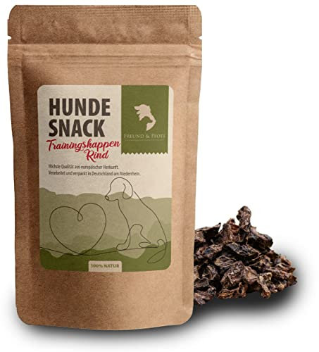 Freund & Pfote Trainingshappen Rind | getrocknet | Leckerlies für Hunde - ohne Zusatzstoffe | 100% rein & natürlich aus Rinderlunge | plastikfrei verpackt (200g)