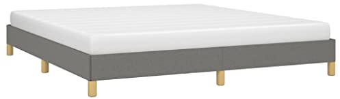 vidaXL Estructura de Cama Matrimonial Somier Tapizado Dormitorio Base Habitación Muebles Mobiliario Hogar Cuarto Descanso Tela Gris Oscuro 180x200 cm