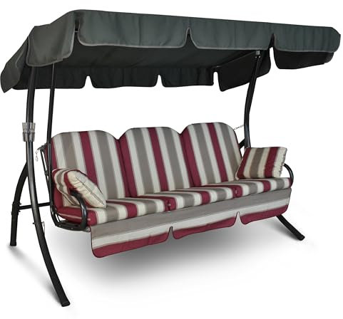 Angerer Hollywoodschaukel Ibiza – Schaukel zum Sitzen, Liegen & Entspannen, inkl. Bett-Funktion, einfache Montage, Made in Germany, hochwertiger Stoff, Terra-Orange geblümt