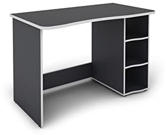 byLIVING Schreibtisch NEO/Gaming-Tisch in Anthrazit mit Kanten in Weiß/Mit viel Stauraum/Computer-Tisch/PC/Arbeits-Tisch/B 110, H 76, T 60 cm