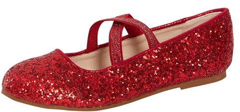 Lora Dora Girls Glitter Ballet Shoes Red 12 UK Child