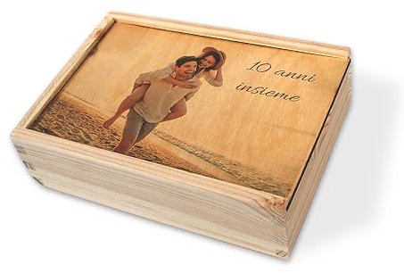 Scatola di legno personalizzata Memory Box 17x12cm Scatola portaoggetti con foto Scatola regalo di legno personalizzabile con testo (Personalizzata immagine)