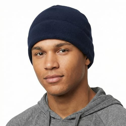 Gorro de invierno cálido para hombre y mujer, unisex, para deportes al aire libre, ciclismo, forro polar, gorro de esquí, Azul Marino Bue, talla única-M