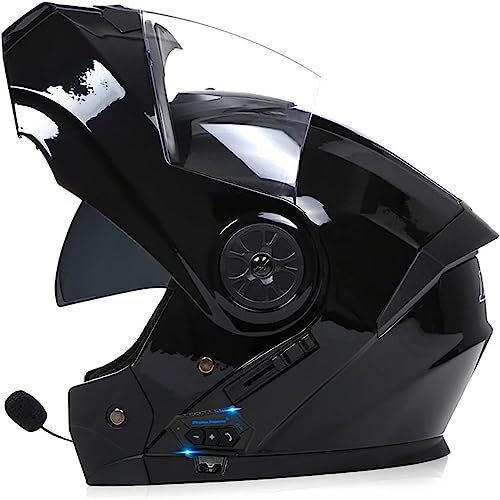 ZHTBATE Adults Klapphelm Mit Bluetooth, Motorrad Integrierter Bluetooth-Helm Mit Doppelvisier, Motorradhelm Sturzhelm Für Herren Und Damen Automatische Reaktion ECE Zertifizier