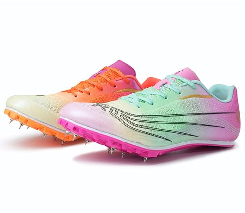 BLBK Spikes - Scarpe da Corsa da Uomo a Media Distanza, 7 Chiodi, Unisex, per Atletica Leggera, con Punte e Stampa,Colori Misti, 38 EU